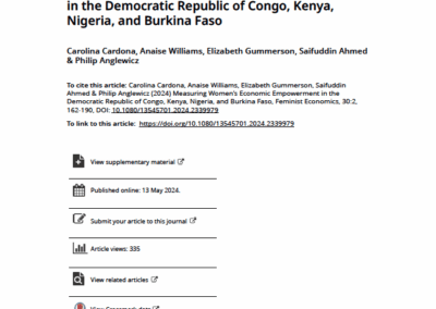 Mesurer l'autonomisation économique des femmes en République démocratique du Congo, au Kenya, au Nigeria et au Burkina Faso