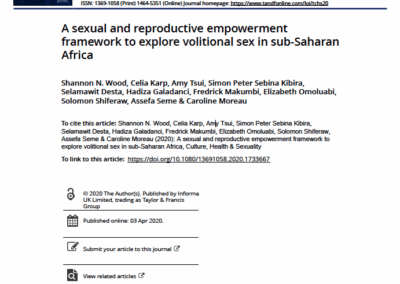 Un cadre d'autonomisation sexuelle et reproductive pour explorer la sexualité volontaire en Afrique subsaharienne